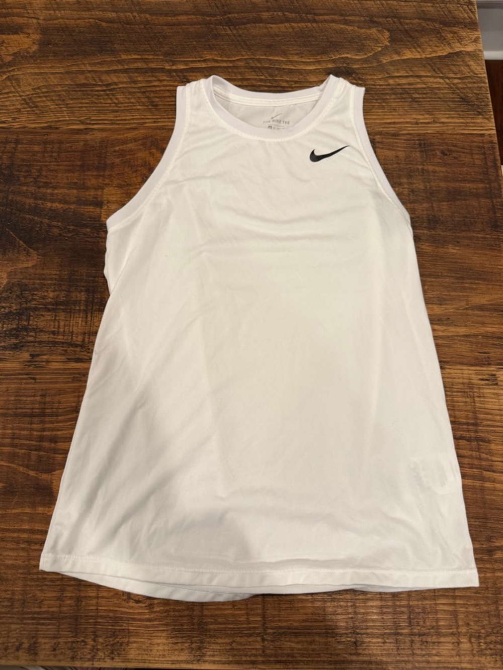 Nike White Athletic Tank with Black Swoosh